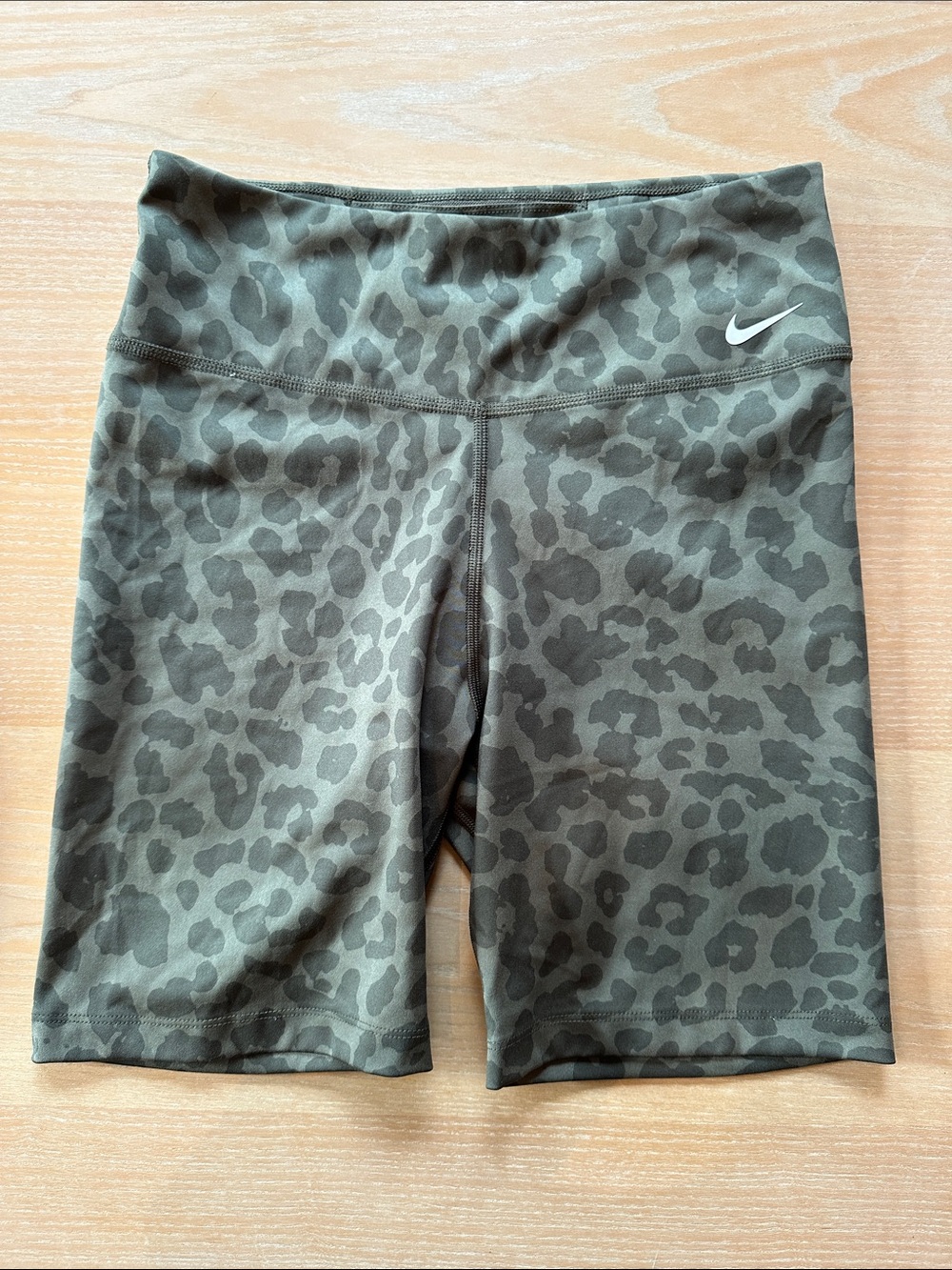 Nike Olive Green Leopard Print Bike Shorts